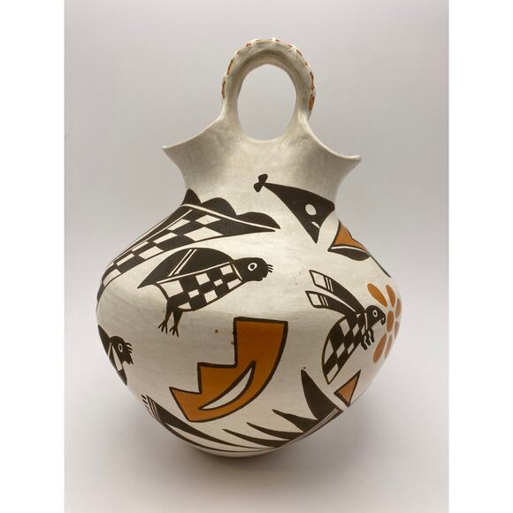Loretta Joe (b.1958 - d.2023) Acoma Pueblo Native American Pottery Wedding Vase